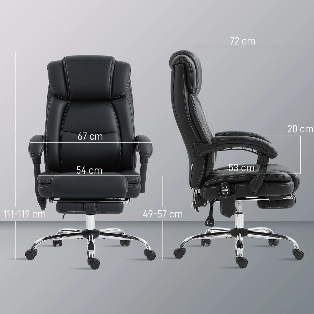 Biuro kėdė ergonomiška su masažo funkcija ir atrama kojoms, juoda