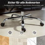 Kėdės chromuoto pagrindo ir ratukų detalė ant grindų
