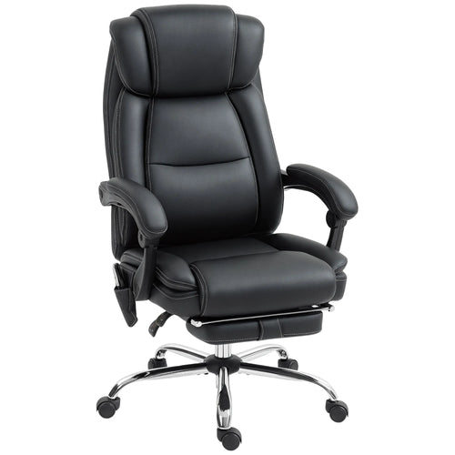 Biuro kėdė ergonomiška su masažo funkcija ir atrama kojoms, juoda