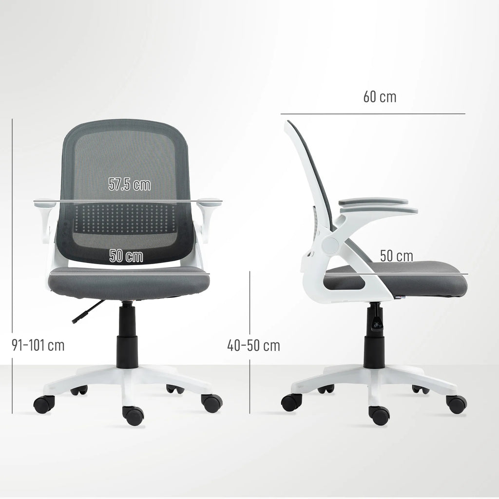Biuro kėdė ergonomiška, tinklinė, su atlenkiamais porankiais, iki 120 kg, pilka