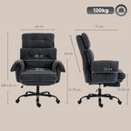 Biuro kėdė su atlenkiamu atlošu ir kojų atrama, iki 120 kg, tamsiai pilka