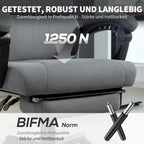 Biuro kėdė su kojų atrama ir reguliuojamu atlošu iki 120 kg, tamsiai pilka