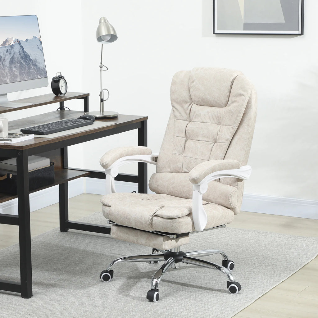 Biuro kėdė su masažo funkcija, ergonomiška, kreminė