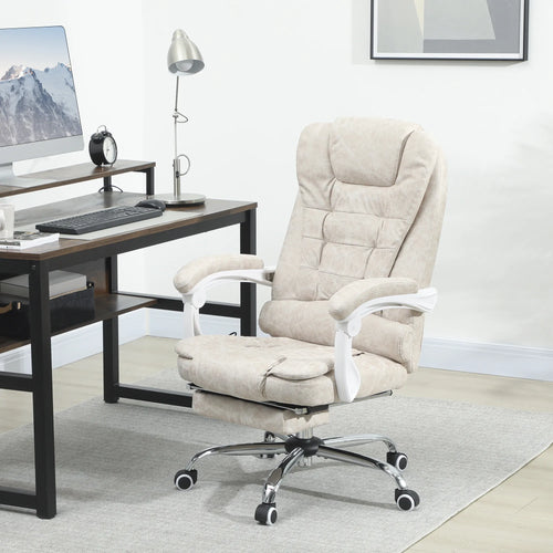 Biuro kėdė su masažo funkcija, ergonomiška, kreminė