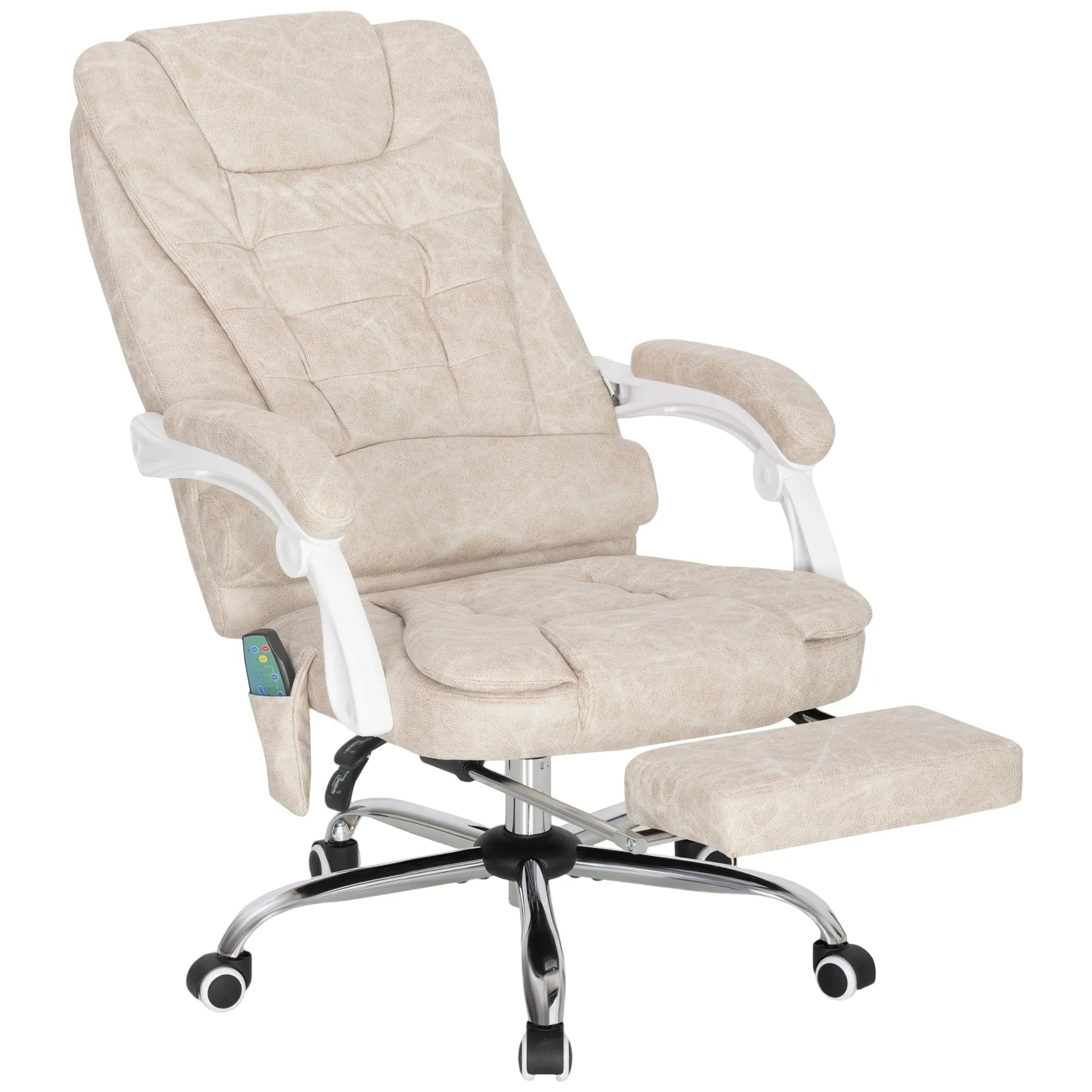 Biuro kėdė su masažo funkcija, ergonomiška, kreminė