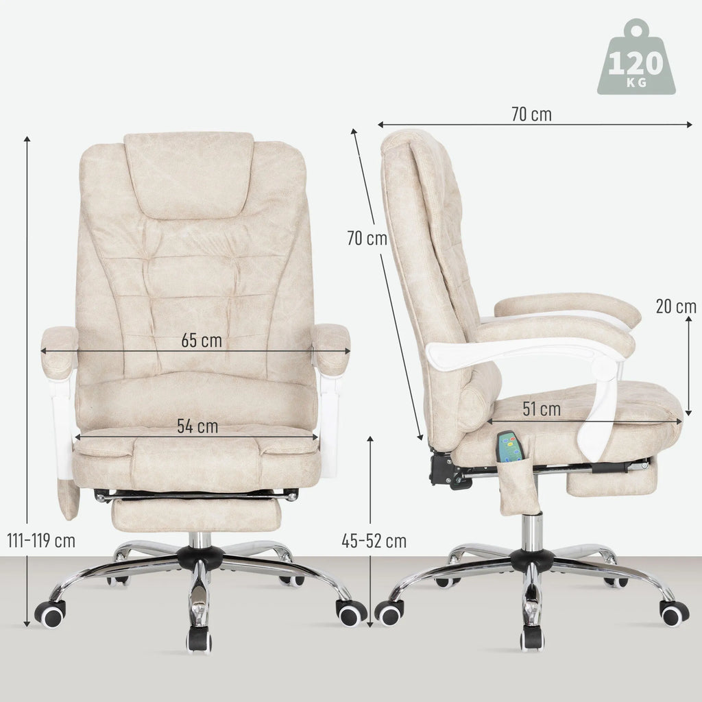 Biuro kėdė su masažo funkcija, ergonomiška, kreminė