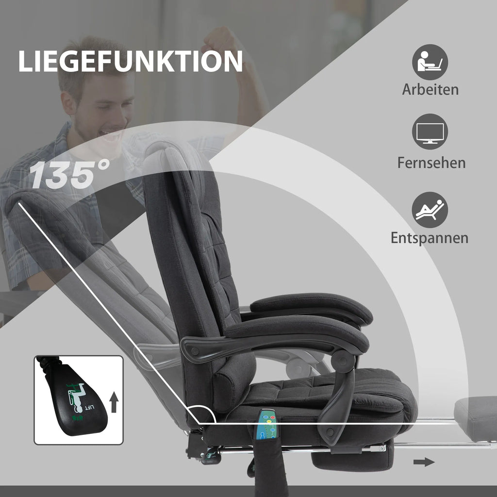 Biuro kėdė su masažo funkcija, reguliuojama, iki 120 kg, juoda
