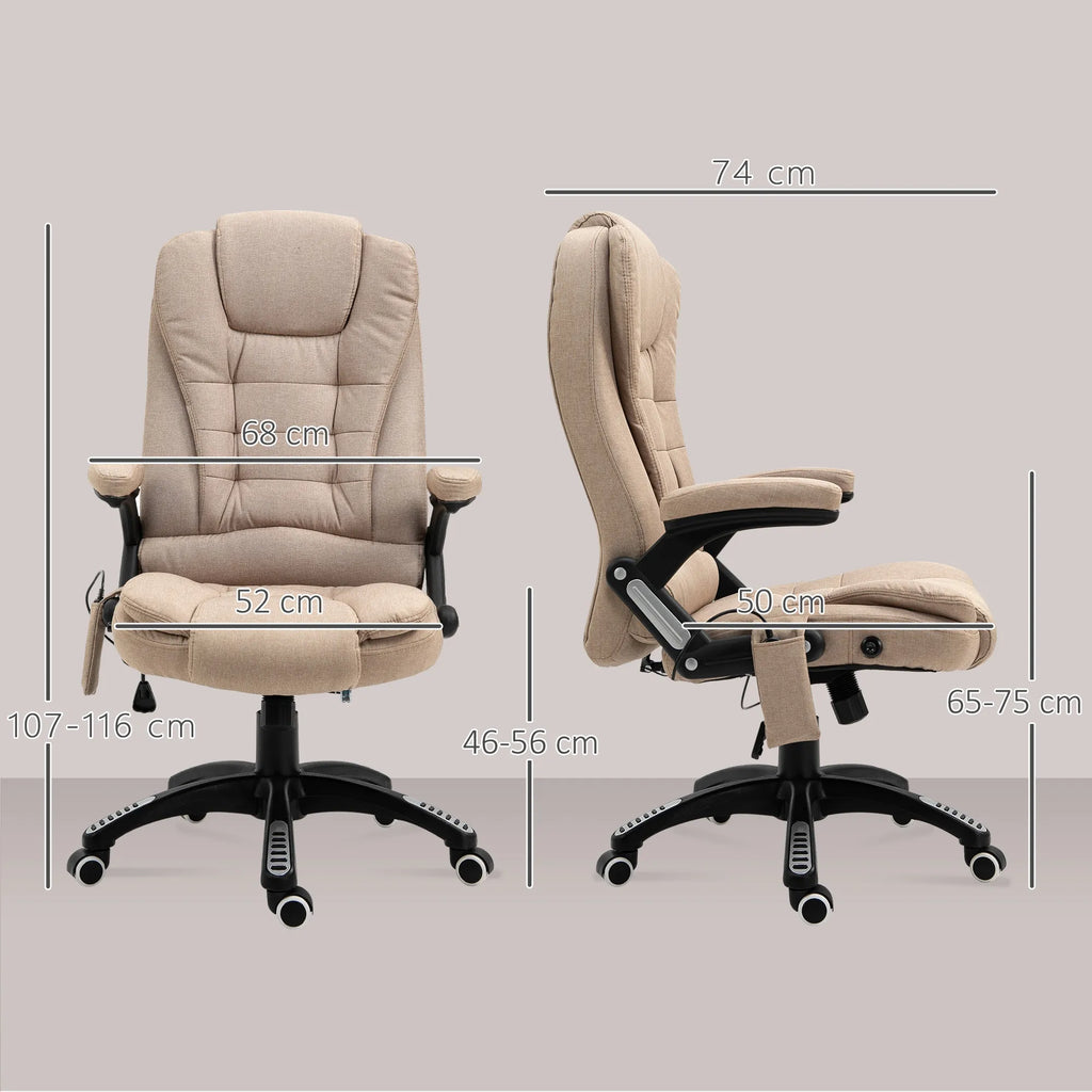 Biuro kėdė su masažo ir šildymo funkcija, reguliuojama, ruda