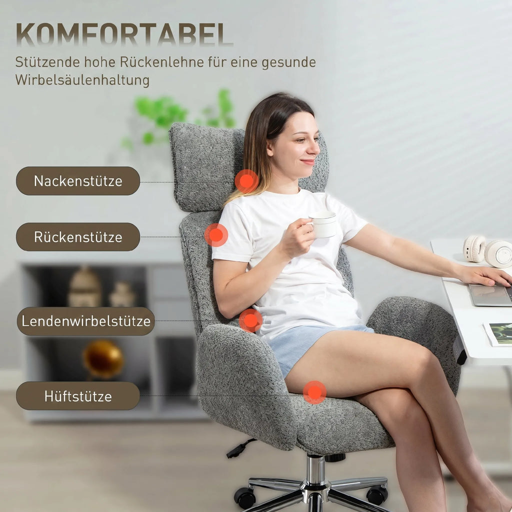 Biuro kėdė su reguliojama galvos atrama, ergonomiška, tamsiai pilka