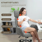 Biuro kėdė su reguliojama galvos atrama, ergonomiška, tamsiai pilka