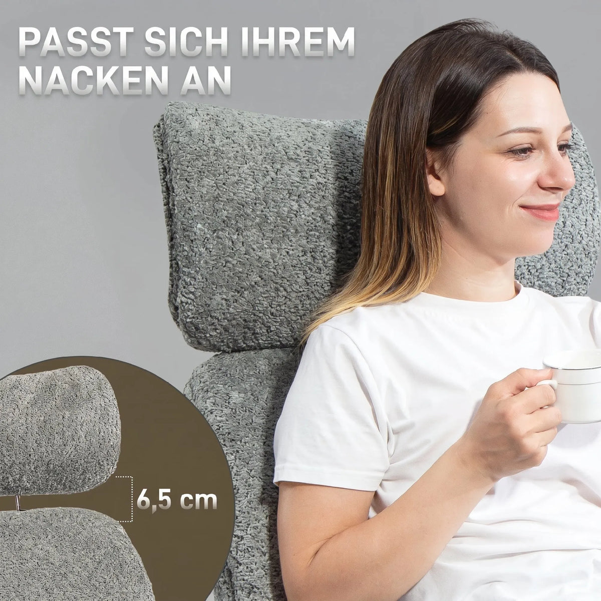 Biuro kėdė su reguliojama galvos atrama, ergonomiška, tamsiai pilka