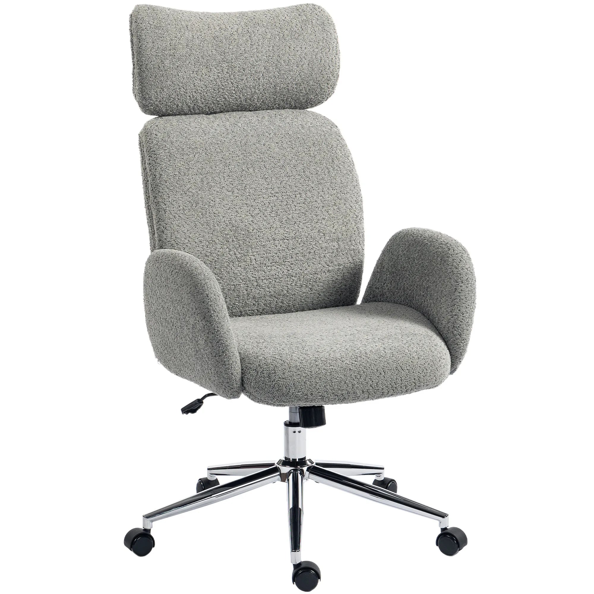 Biuro kėdė su reguliojama galvos atrama, ergonomiška, tamsiai pilka