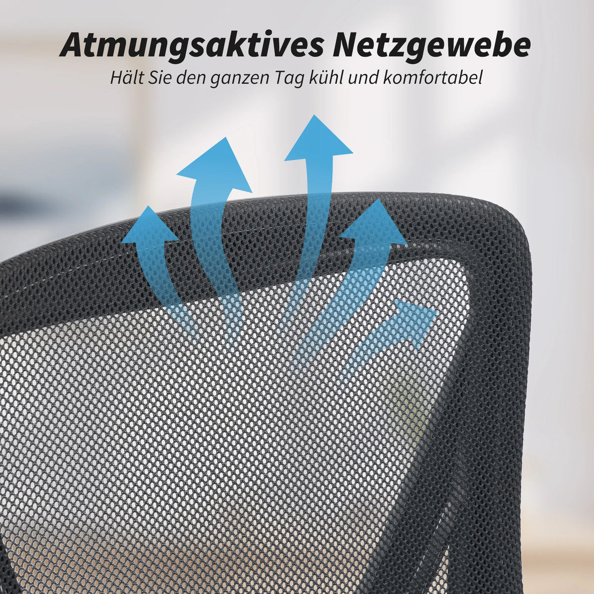 Biuro kėdė su reguliuojamu aukščiu, atlenkiamais porankiais ir juosmens atrama, juoda