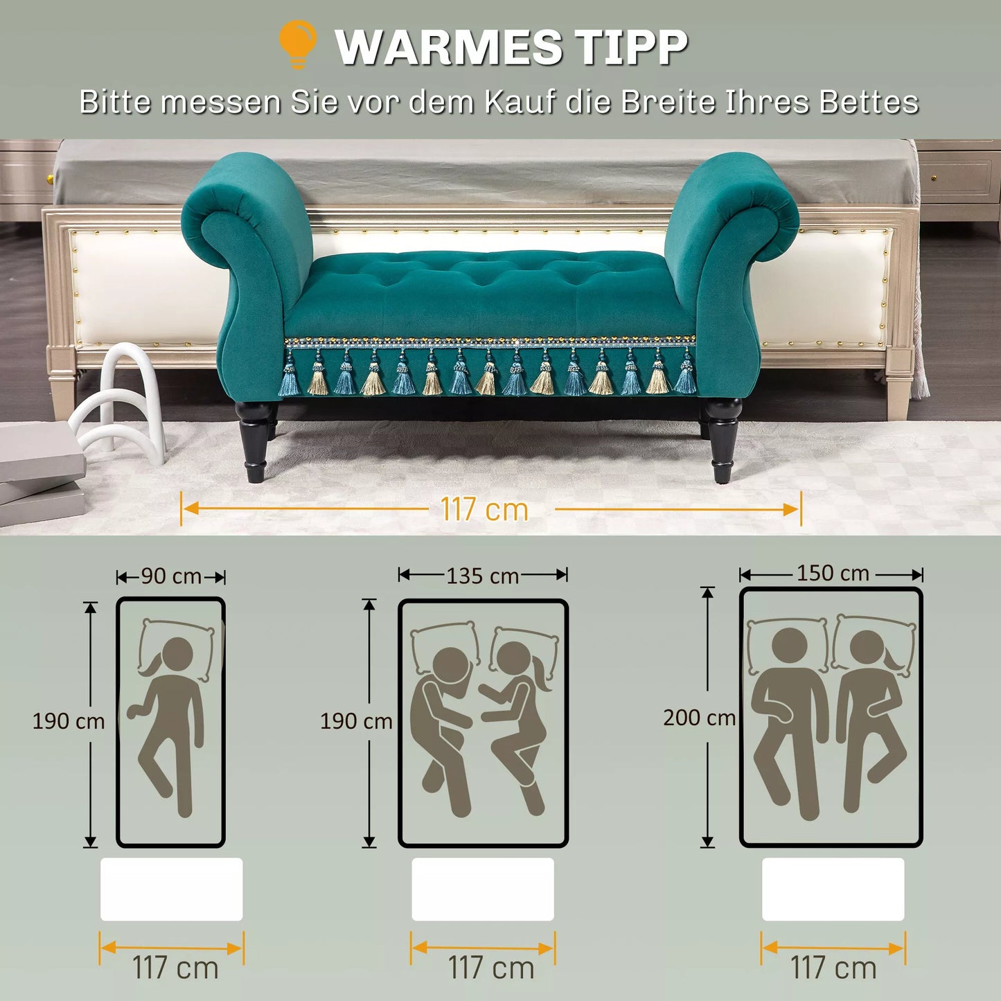 Minkštas suolas, vintažinio dizaino, iki 150 kg, 117x40x58 cm, žalias