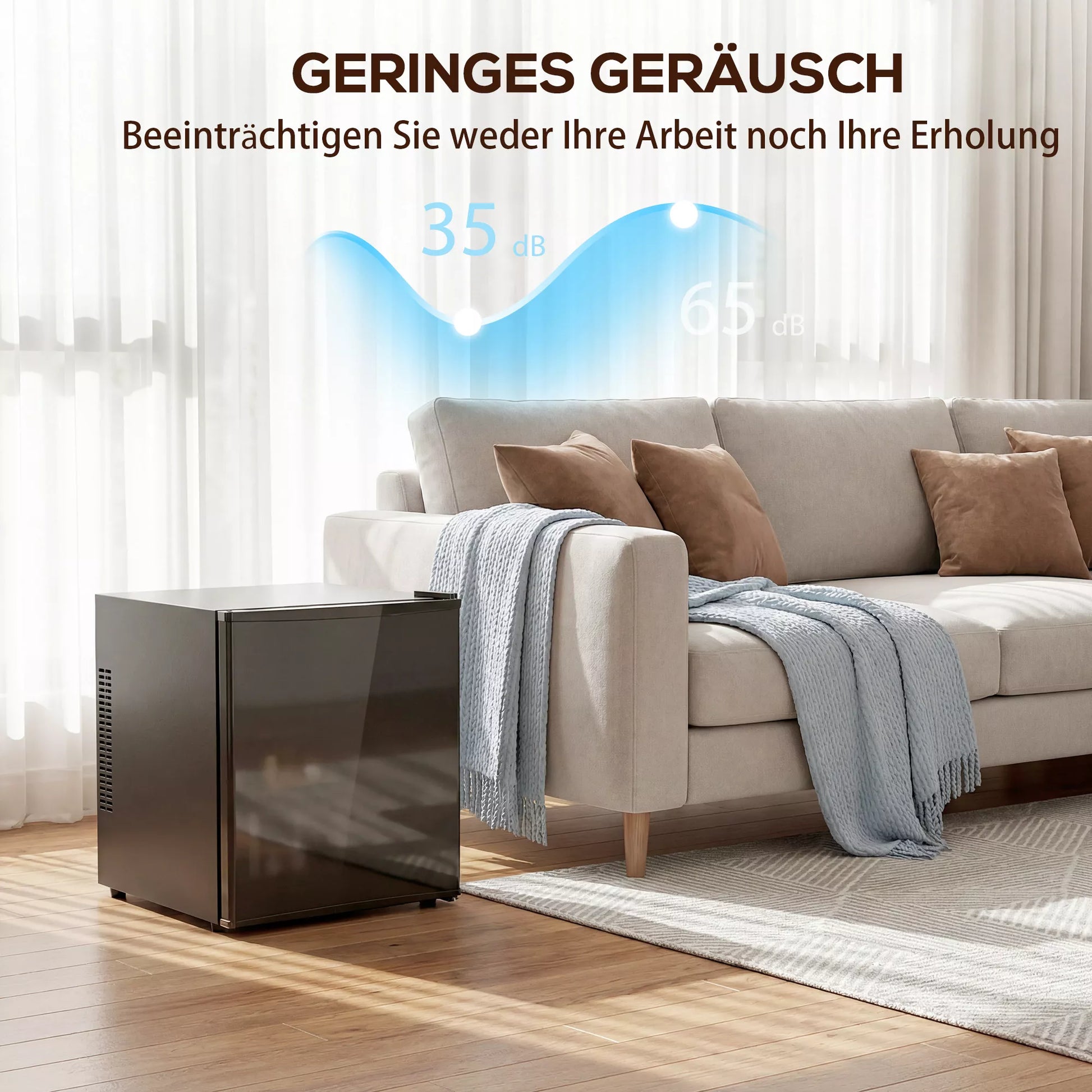 Mini šaldytuvas, mažas kompaktiškas šaldytuvas su reguliuojamu termostatu, 43x51x51,3 cm, juodas