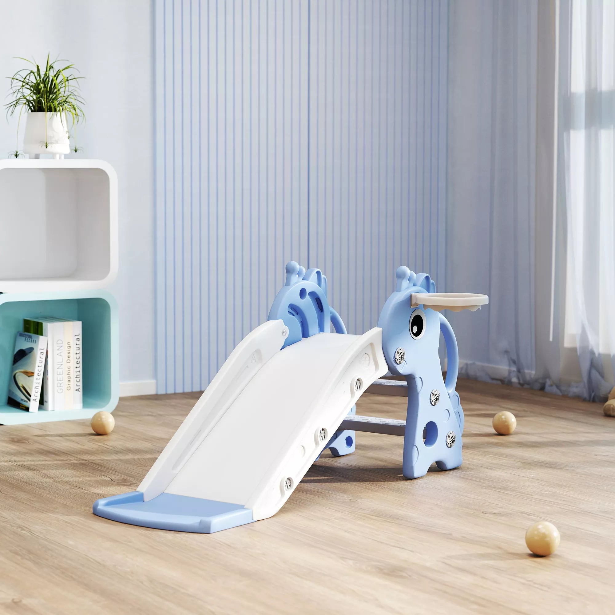 Čiuožykla vaikams Dolu 3-in-1, 1–3 metų vaikams, mėlyna