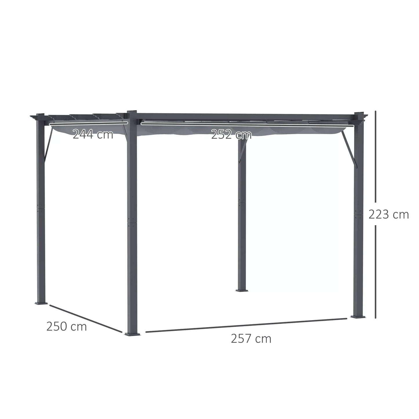 Pergola Paviljonas Terasos Stoginė su stumdomu stogu Sodo Aliumininė Anglies Pilka+Tamsiai Pilka 3x3x2,23 m