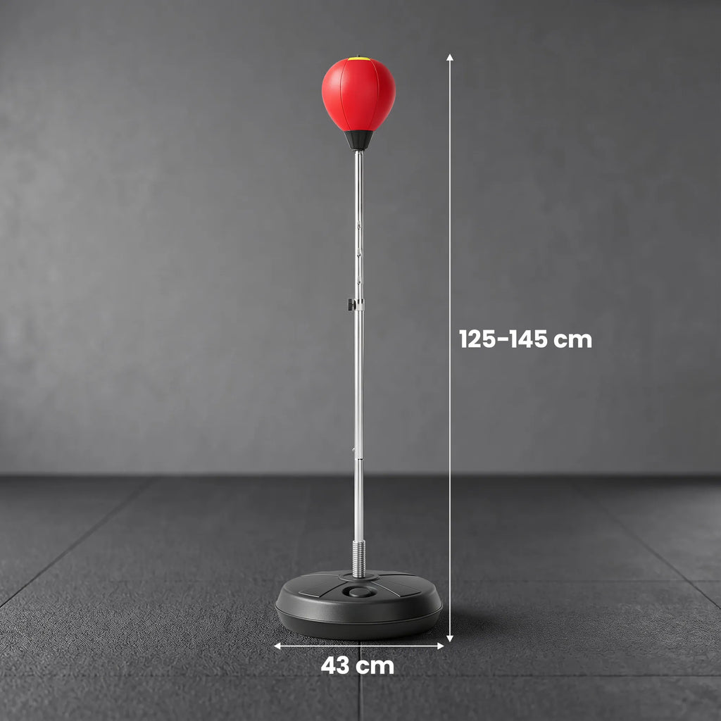 Bokso kriaušė su stovu, reguliuojamas aukštis 125–145 cm, pirštinės ir pompa