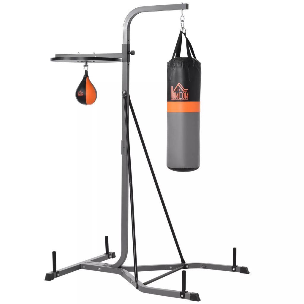 Bokso stovas 2-in-1 su kriauše ir maišu, iki 100 kg, juodas