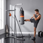 Bokso stovas 2-in-1 su kriauše ir maišu, iki 100 kg, juodas