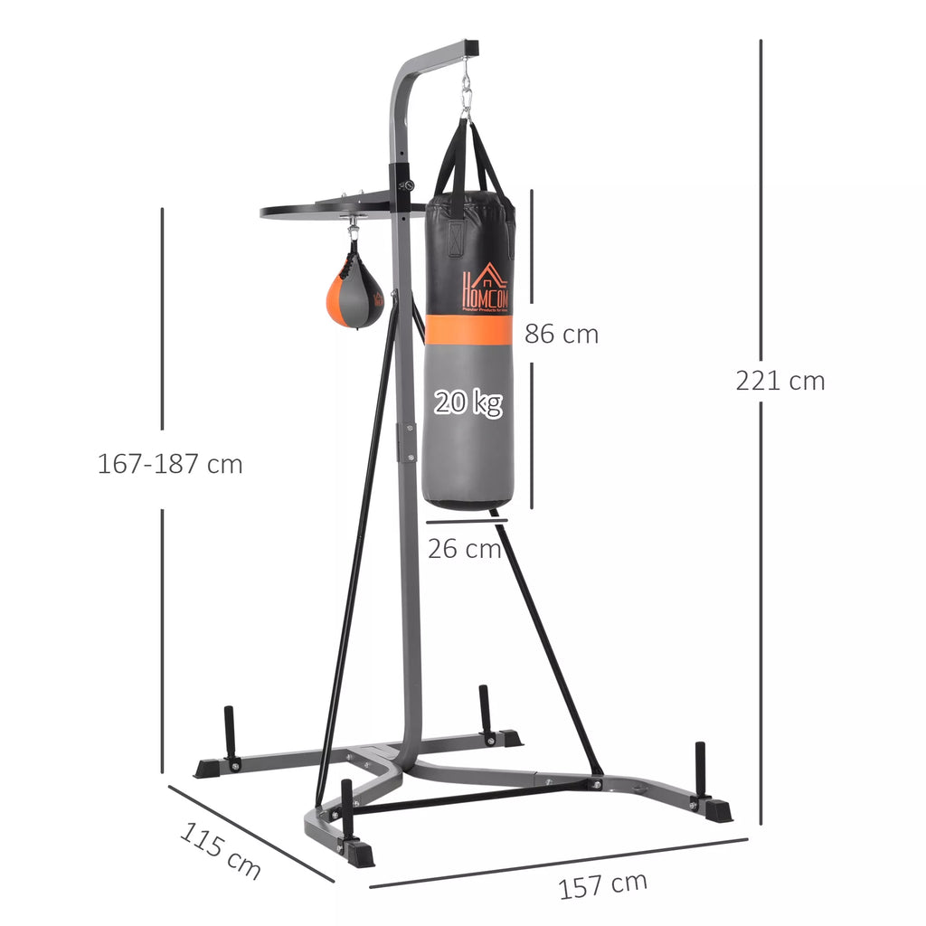 Bokso stovas 2-in-1 su kriauše ir maišu, iki 100 kg, juodas