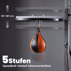 Bokso stovas 2-in-1 su kriauše ir maišu, iki 100 kg, juodas