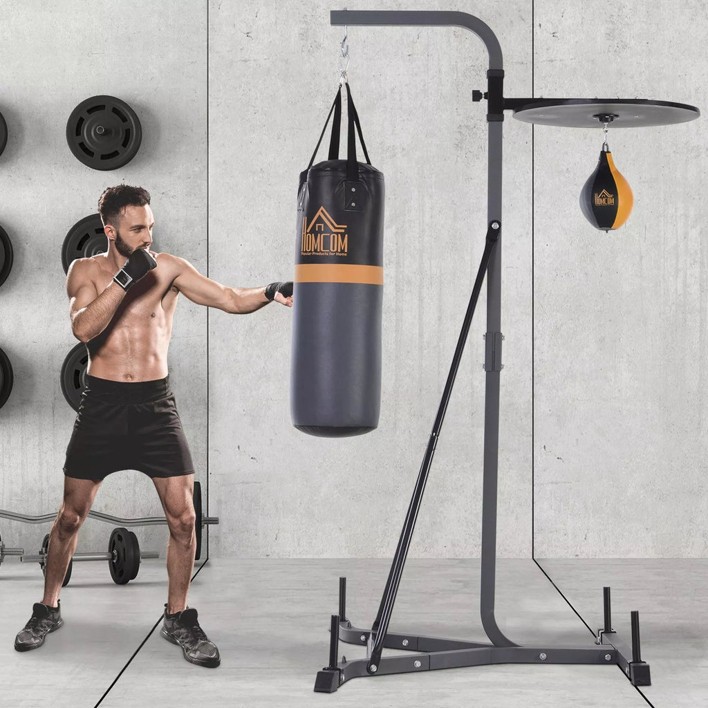 Bokso stovas 2-in-1 su kriauše ir maišu, iki 100 kg, juodas