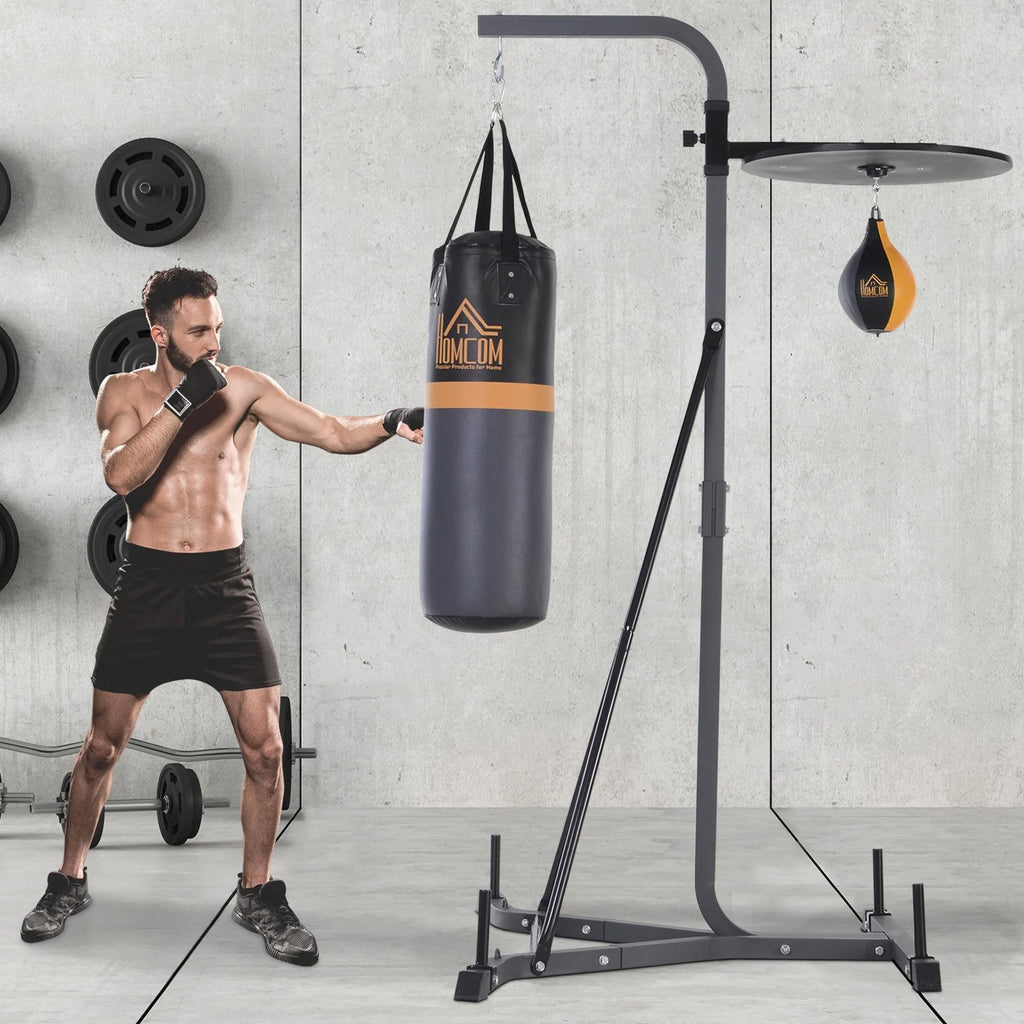Bokso stovas 2-in-1 su kriauše ir maišu, iki 100 kg, juodas