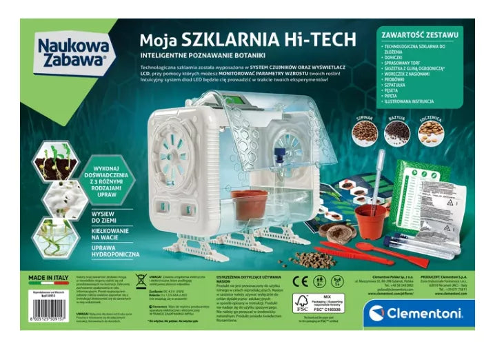 Botanikos eksperimentų rinkinys „Hi-Tech“ šiltnamis, lenkų kalba, Clementoni 50915