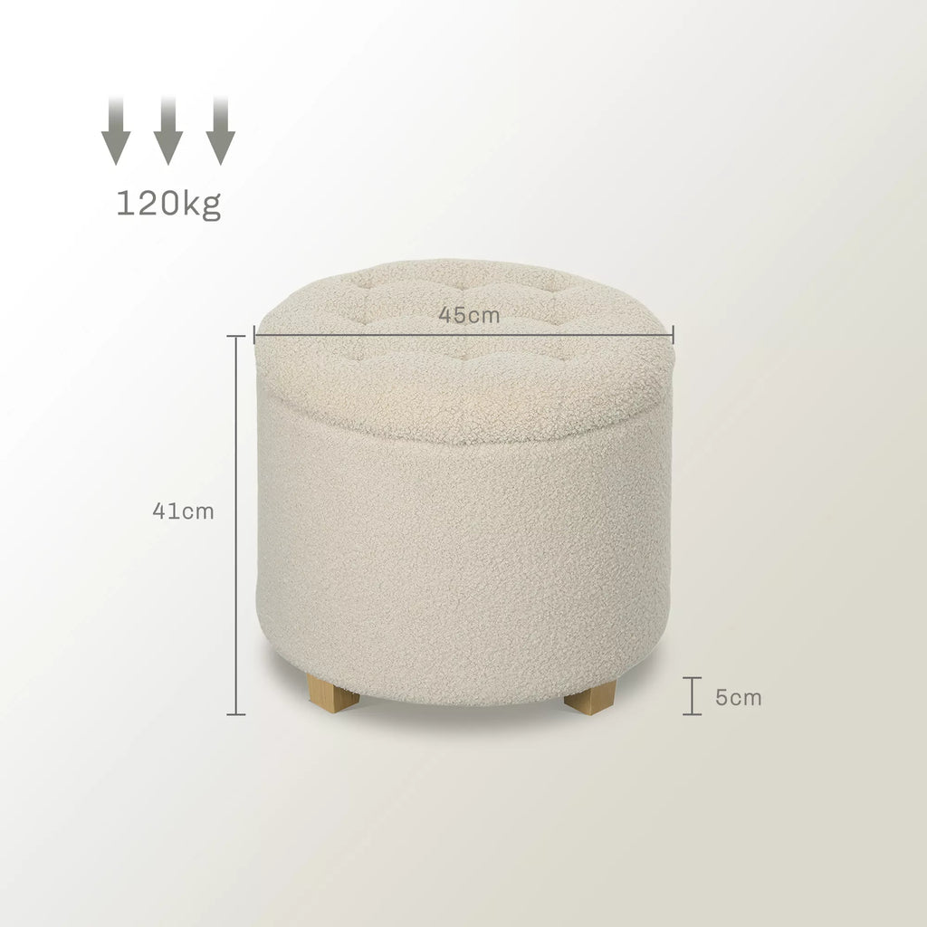 Pufo matmenų schema: 45 cm skersmuo, 41 cm aukštis, 120 kg apkrova
