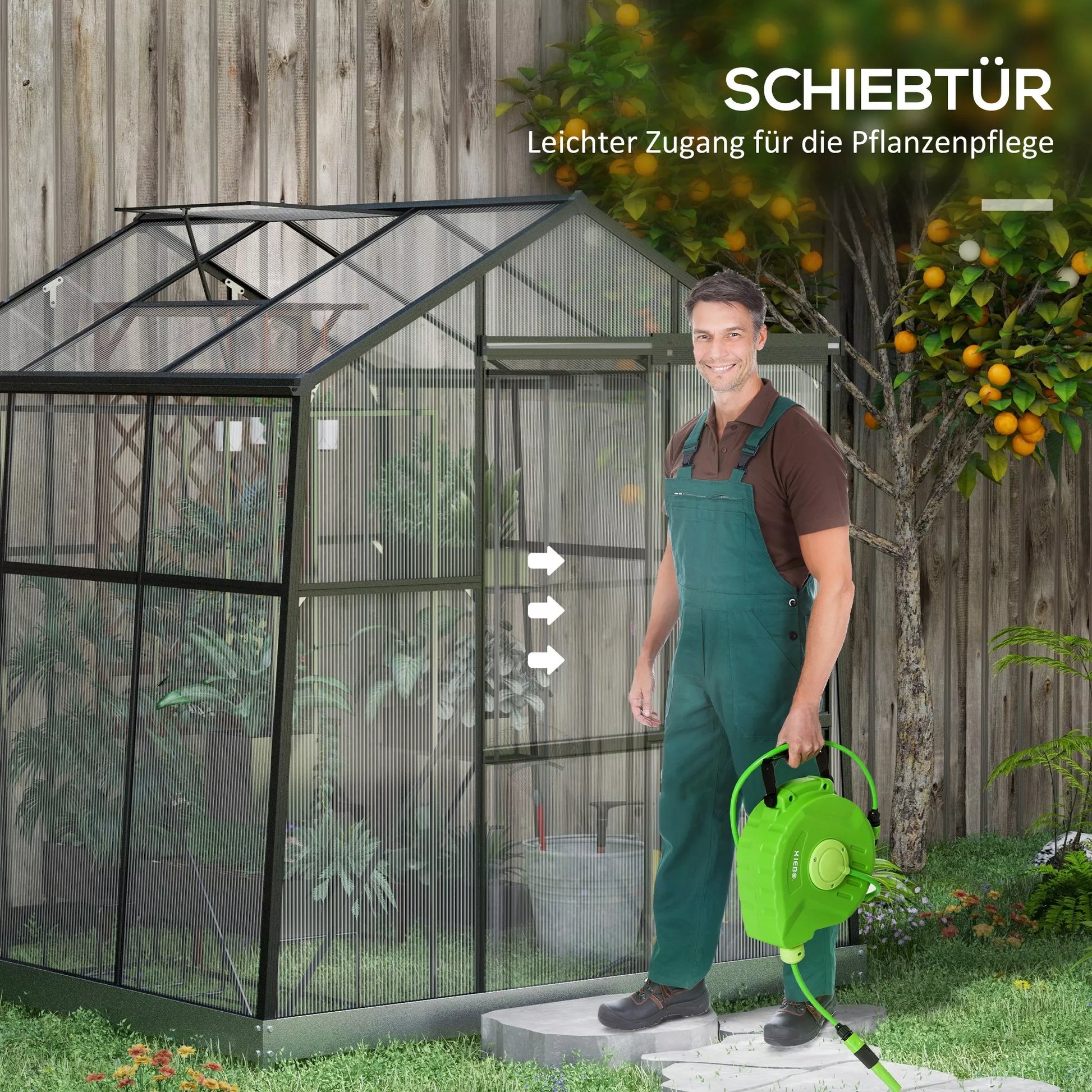 Šiltnamis Šiltnamis, atsparus oro sąlygoms, 192 x 192 x 203 cm, juodas