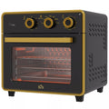 Mini orkaitė, 20 litrų, kepimas be aliejaus, griliavimas, kepimas, oro cirkuliacija, 90–230 °C, laikmatis, 1400 W, juoda + auksinė