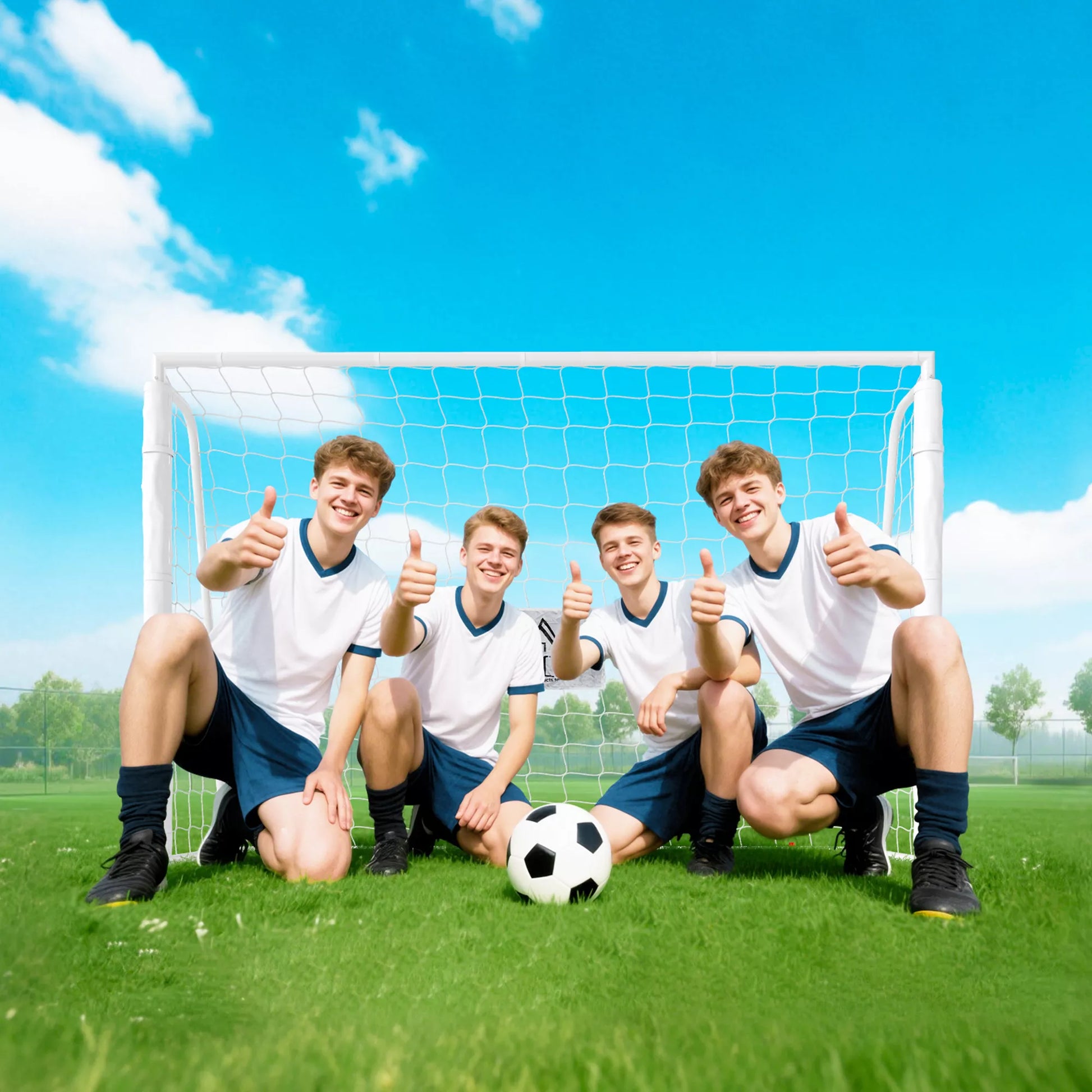 Vaikų futbolo vartai, tikslo žymėjimas, amortizuojantys įdėklai, sodas, 186 x 123 cm, balti