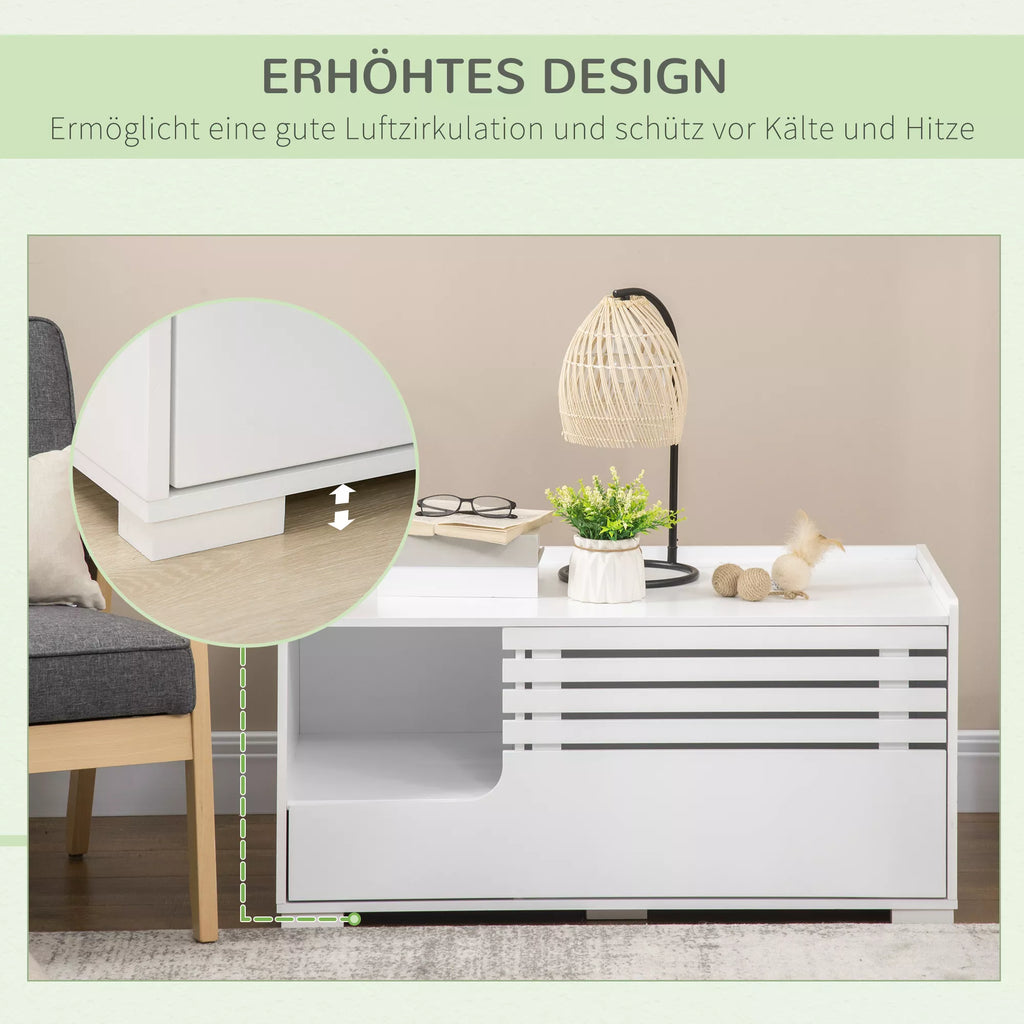 Katės spintelė su 2 lentynomis, 2-in-1 dizainas, magnetinės durys, balta