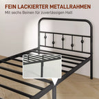 Viengulė metalinė lova 90 × 200 cm, iki 150 kg, juoda