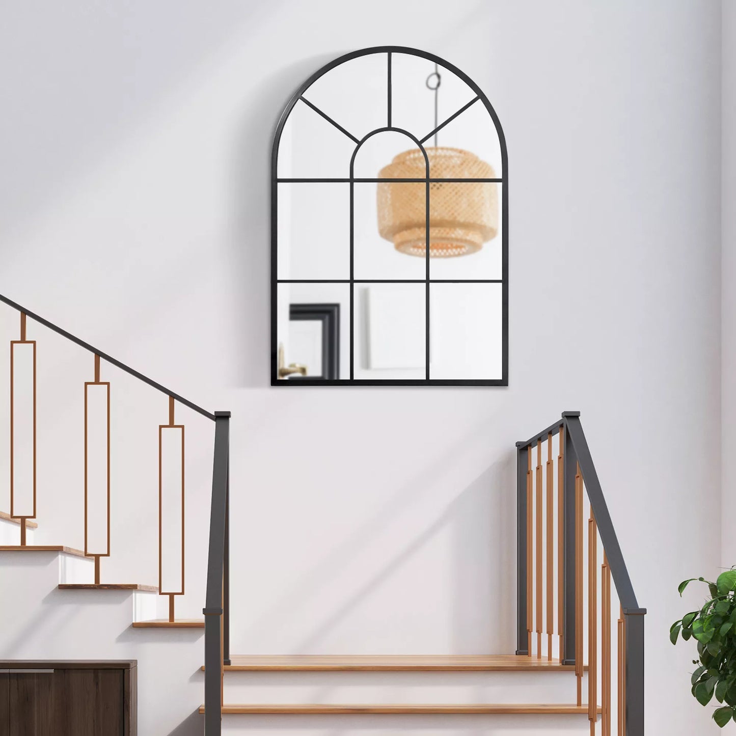 Veidrodis su metaliniu rėmu, 91 cm x 2 cm x 60 cm, juodas