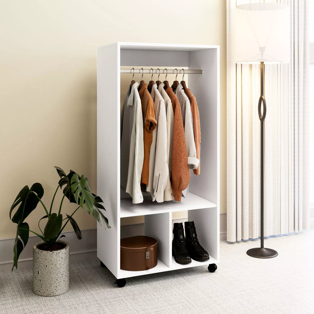 Spinta Garderobe, 60 cm x 40 cm x 127 cm, 1 drabužių pakaba, 2 lentynos, balta