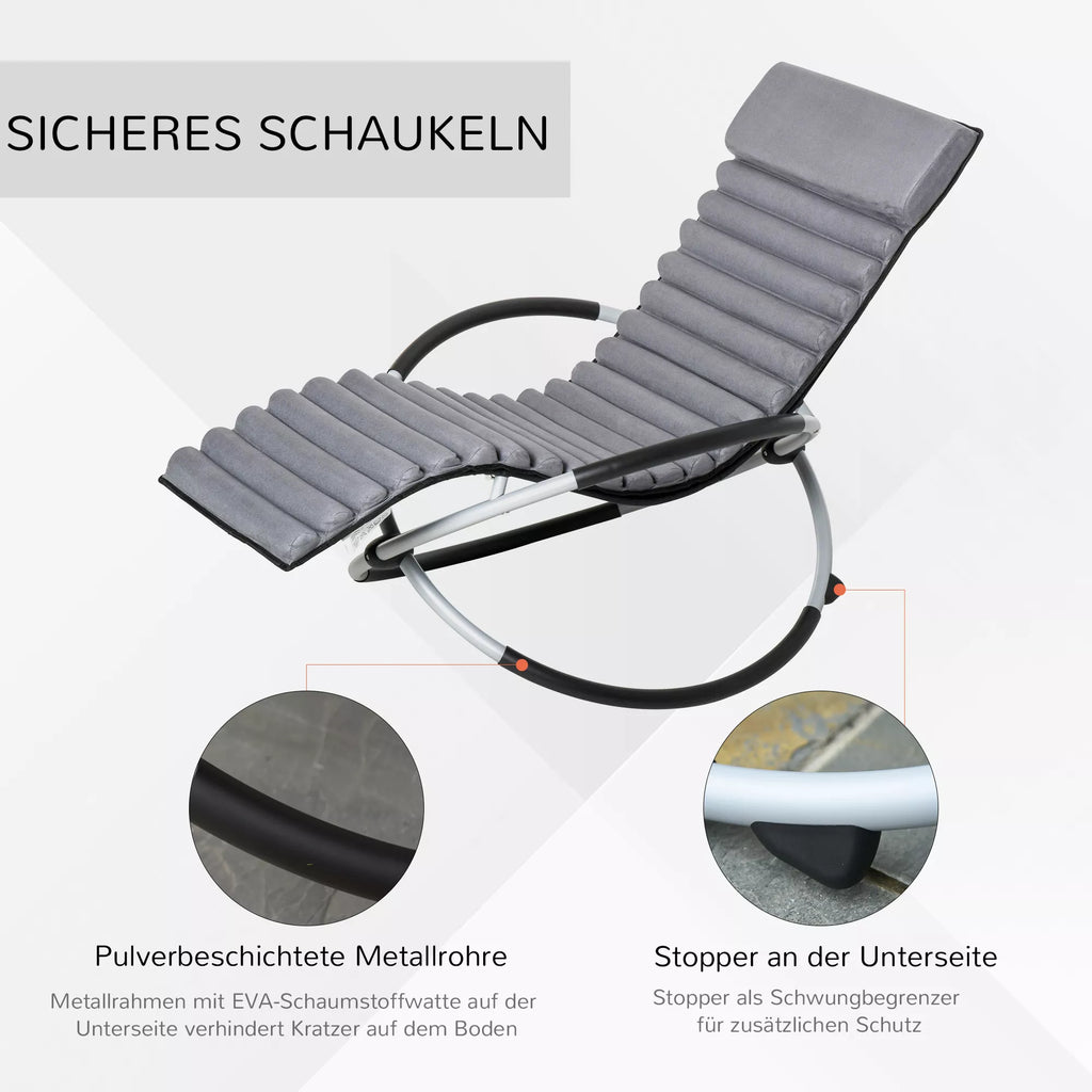 Ergonomiškas supamasis krėslas 2 in 1 Sūpynės Sodo kėdė Supamasis gultas Metalo tekstilė Rutulio formos Tamsiai pilka 145 x 74 x 86 cm