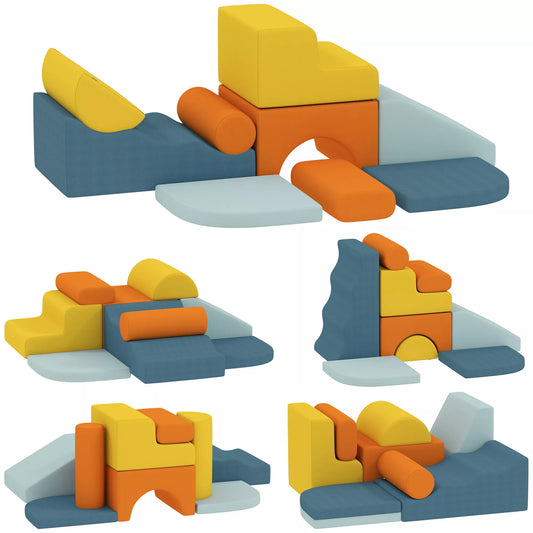 9 dalių minkštų blokelių rinkinys, minkšti blokeliai statyboms ir žaidimams, vidinis žaidimų rinkinys mažyliams, putplastis, spalvotas