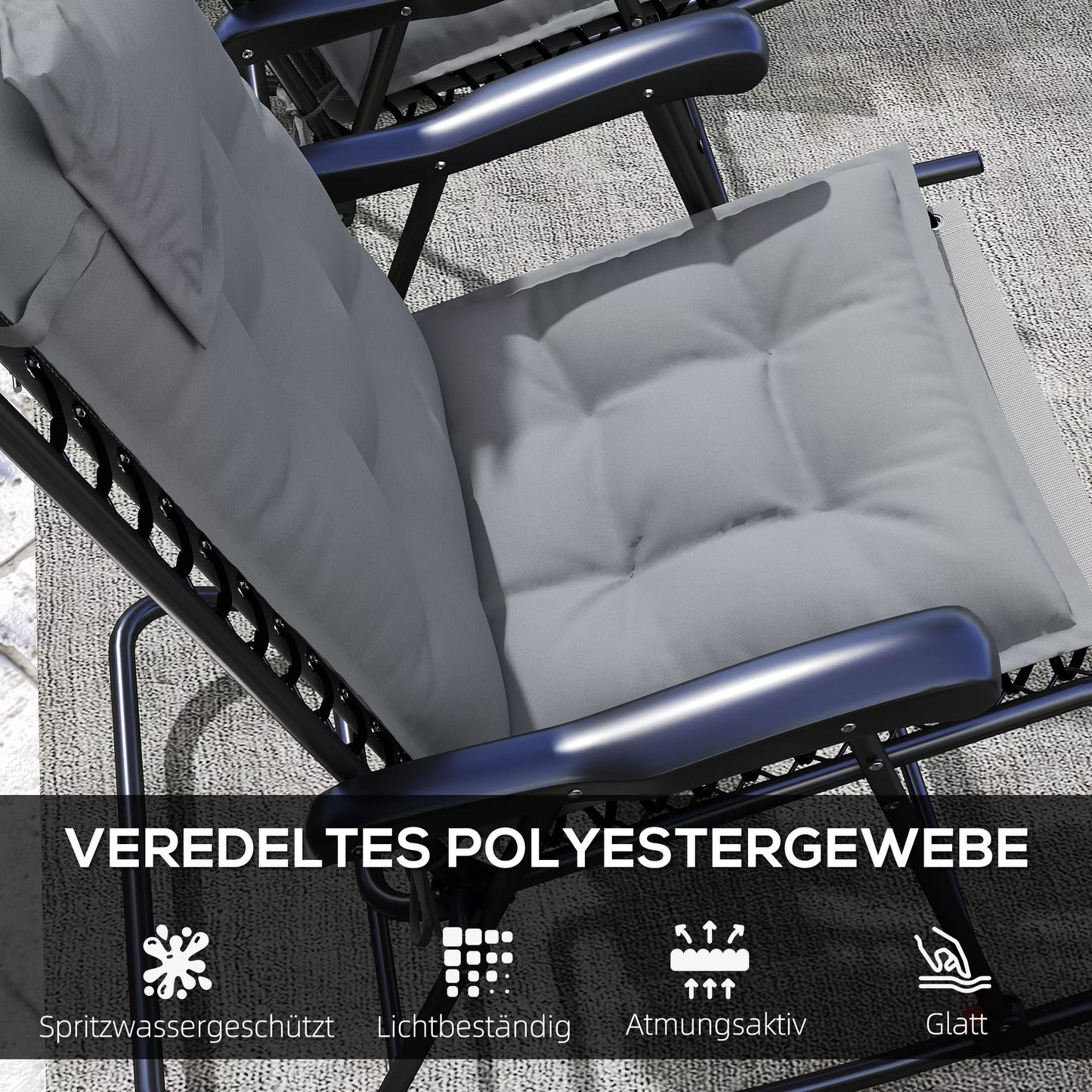 2 vnt. komplektas vandeniui atspari pagalvėlė skirta gultui, čiužinys sodui, paminkštinimas 50x116x5 cm, šviesiai pilkas