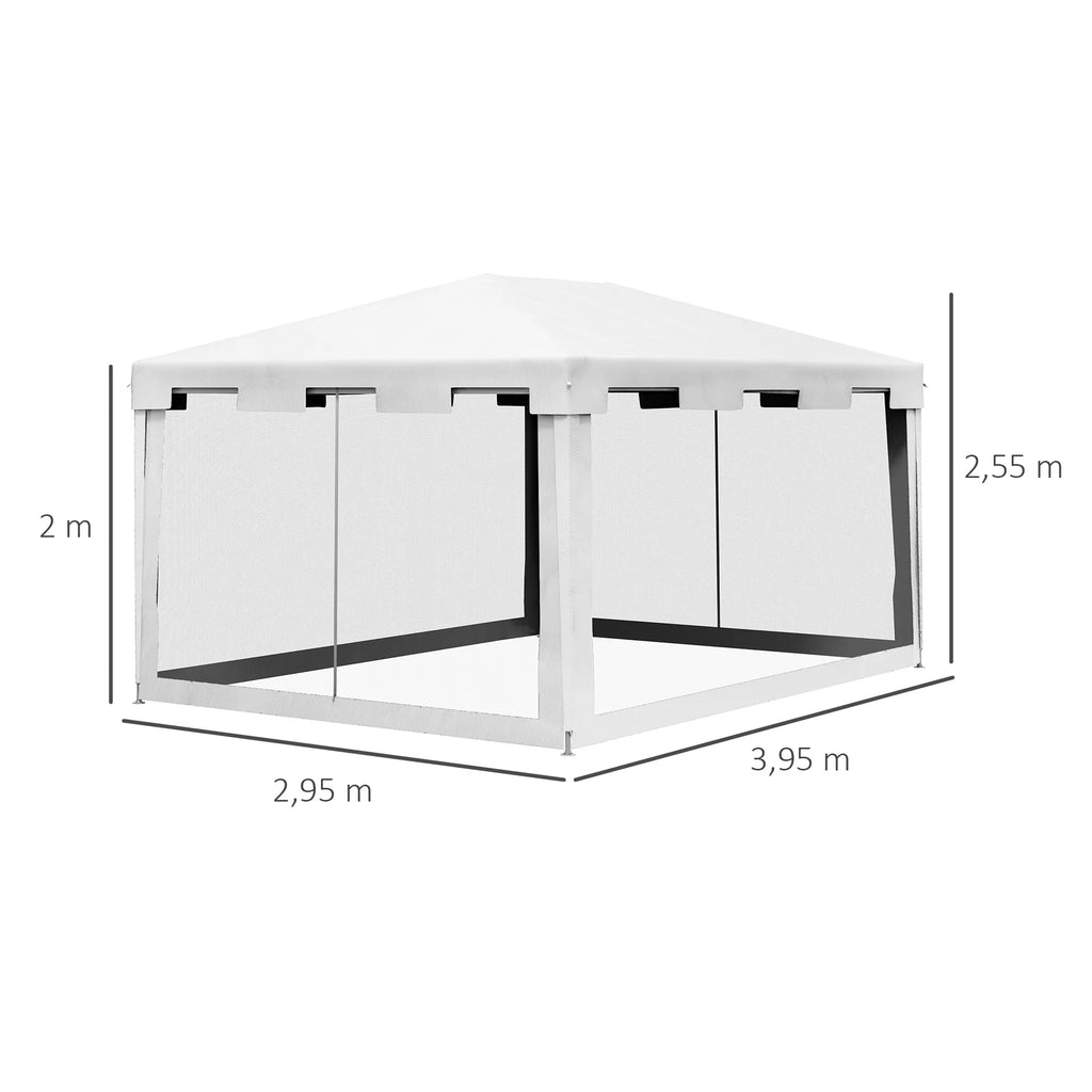 Sodo paviljonas 3 x 3 m, atsparus oro sąlygoms, sulankstomas, 395 cm x 295 cm x 255 cm, baltas