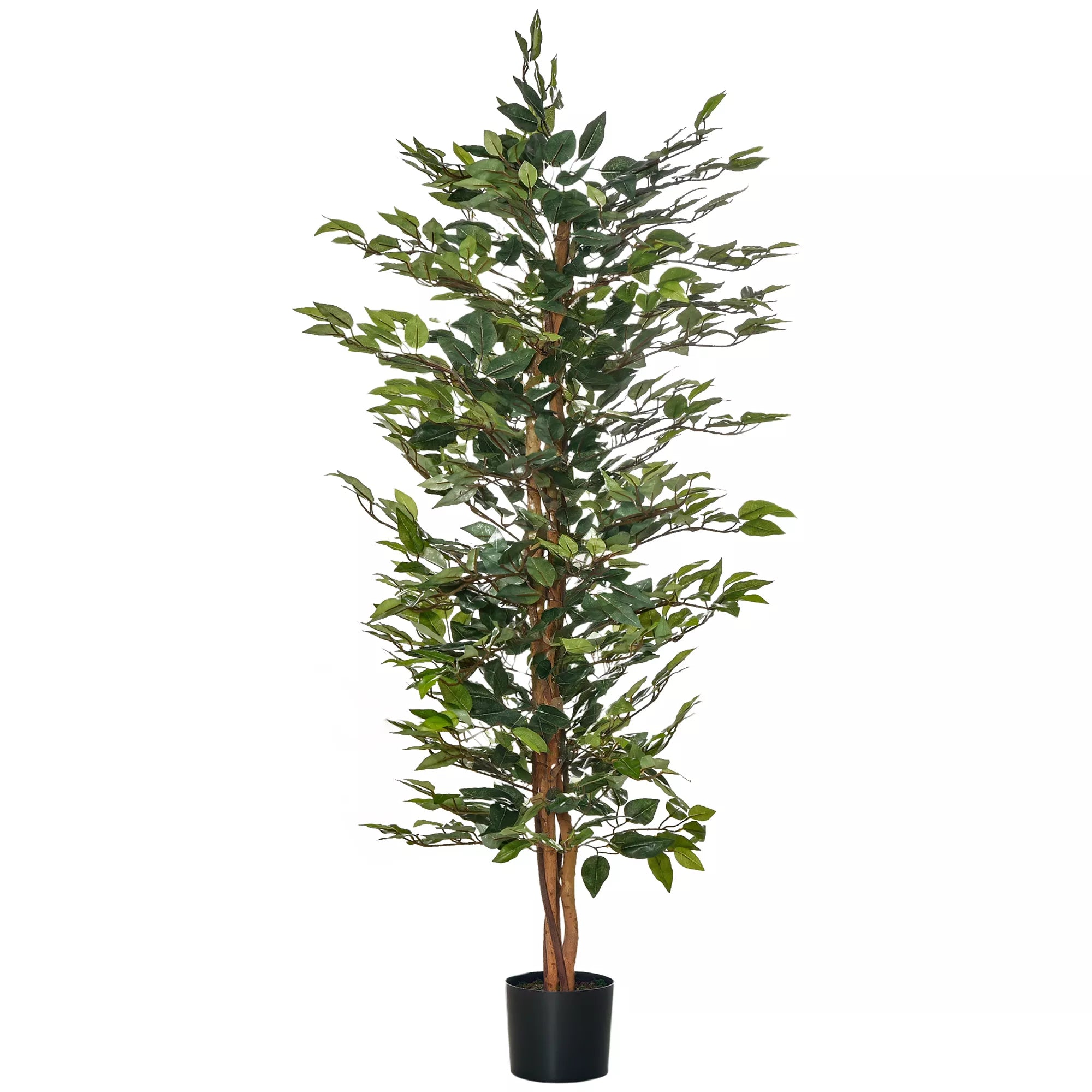 Dirbtinis fikuso medis, 150 cm aukščio Dirbtinis medis, dirbtinis augalas, plastikinis dirbtinis augalas vazonėlyje, dirbtinis augalas, atrodantis kaip tikras, skirtas svetainei, miegamajam, biurui, sodui, moderniai dekoracijai, dovanai