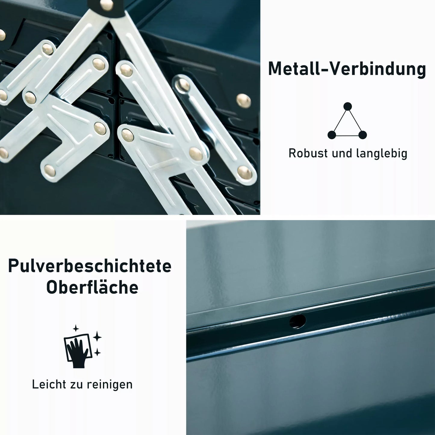 Įrankių dėžė, įrankių lagaminas, montavimo dėžė tuščia, vietą taupantis, su 5 skyriais, atidaromas, tvirtas, plienas (SPCC), tamsiai žalias, 45 x 20 x 34,5 cm