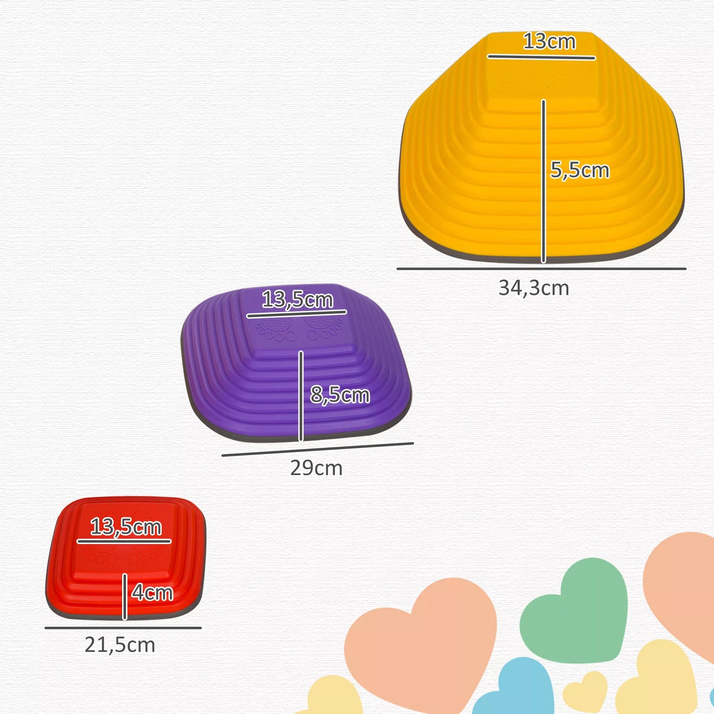 Balanso akmenukai vaikams, 6 vnt., neslystantys, kliūčių ruožo takeliai, motorikai lavinti, plastikiniai, spalvoti