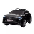 Elektrinis vaikų automobilis 12 V elektrinis automobilis „Audi E-tron“ su nuotolinio valdymo pultu, saugos diržu, muzika (MP3/USB/TF), vaikų automobilis vaikams nuo 3 iki 5 metų, 3–5 km/h, juodos spalvos