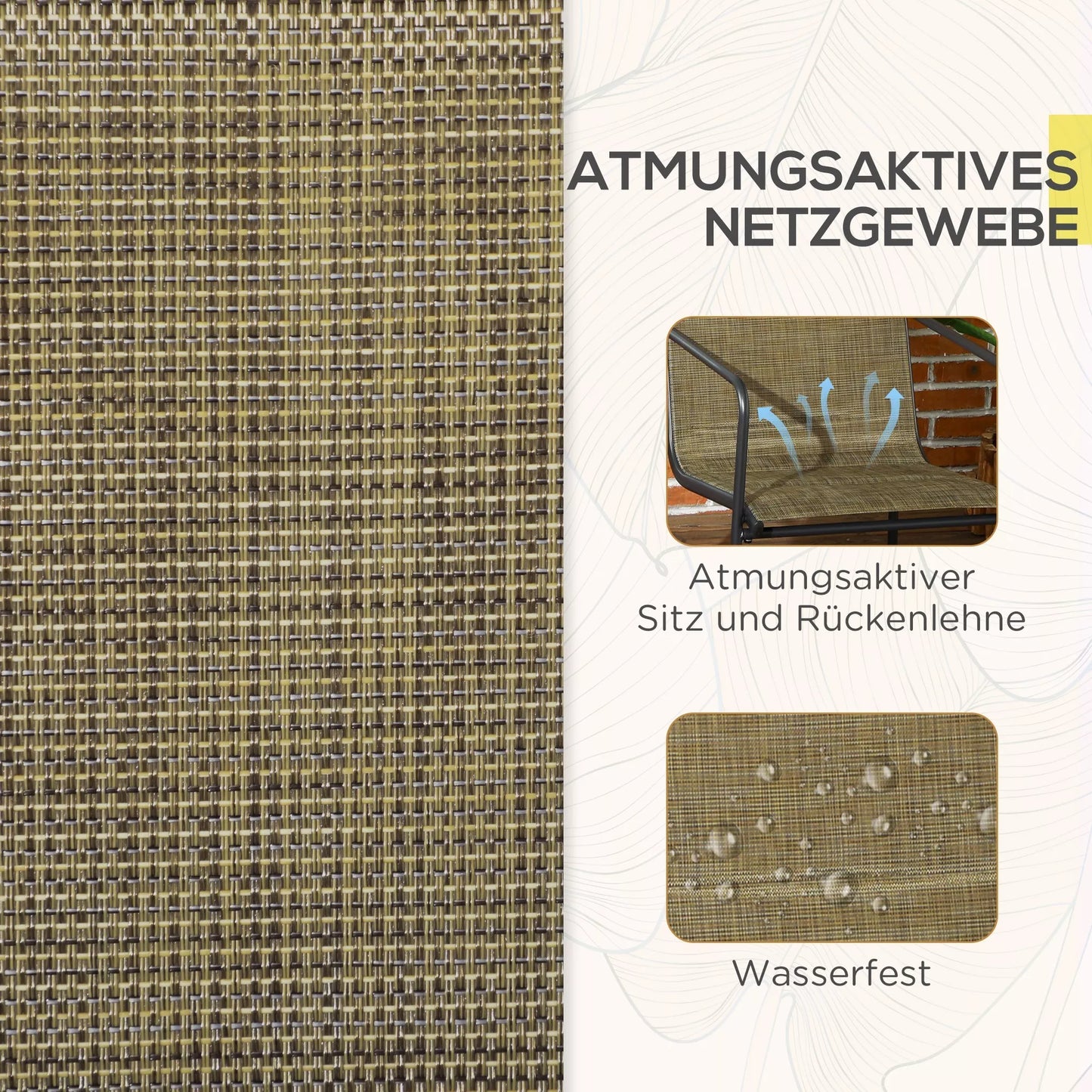 Sodo kėdė, 2 vnt. komplektas, su kvėpuojančiu audiniu, tvirtas metalinis rėmas, 54x66,5x88cm, juoda/ruda.