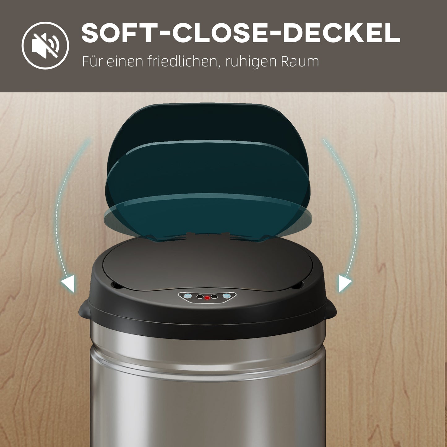 50 litrų sensorinė šiukšliadėžė su švelnaus uždarymo funkcija, bekontaktis nerūdijančio plieno šiukšlių kibiras higieniškiems virtuvės, biuro poreikiams, sidabrinės spalvos