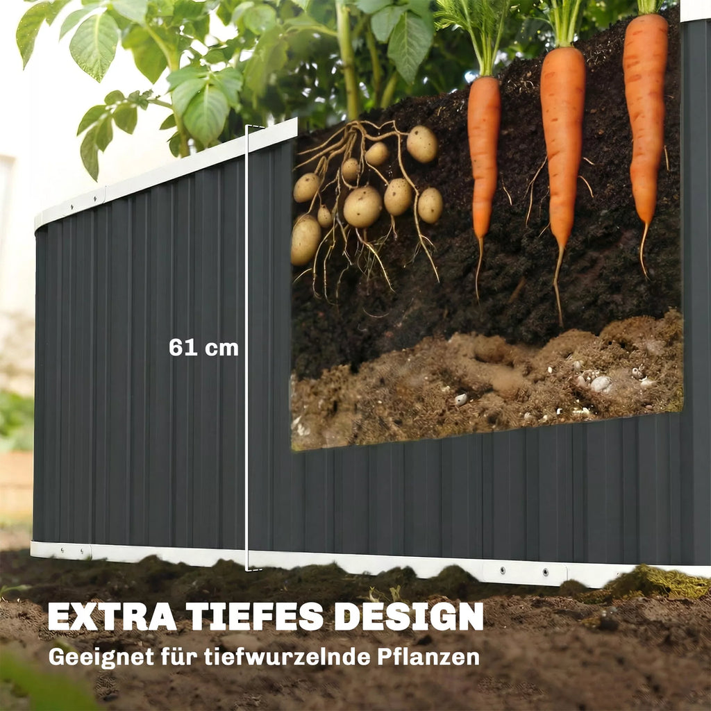 Aukšta pakelta cinkuoto plieno lysvė 61 cm gylio 136 x 53 x 61 cm – tamsiai pilka