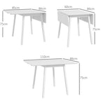 Sulankstomo stalo matmenų schema: nuo 60 iki 110 cm pločio