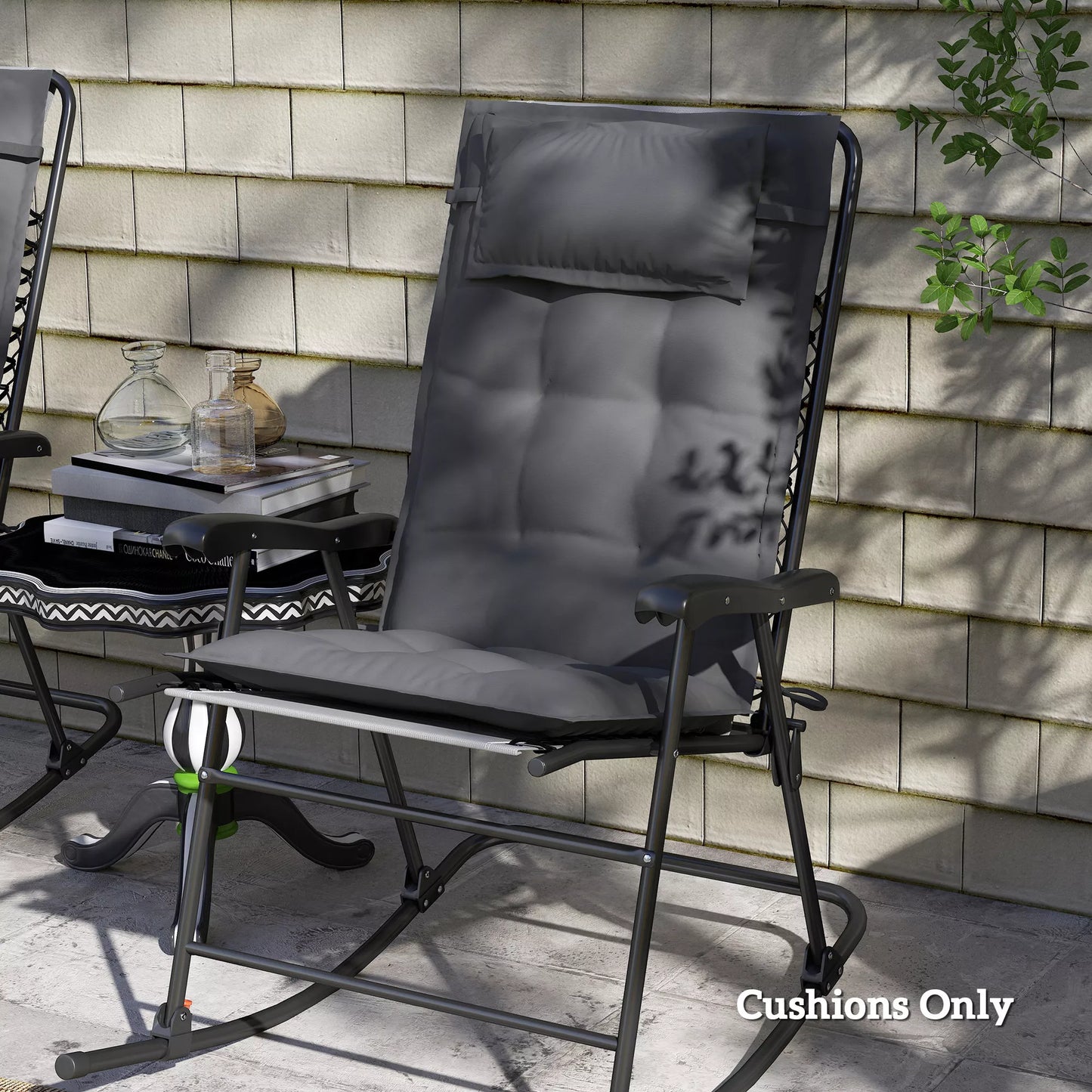 2 vnt. komplektas čiužinys/pagalvėlė lauko gultui, atsparus vandeniui, gulto čiužinys sodo gultui, paminkštinta pagalvėlė 50x116x5 cm, tamsiai pilka